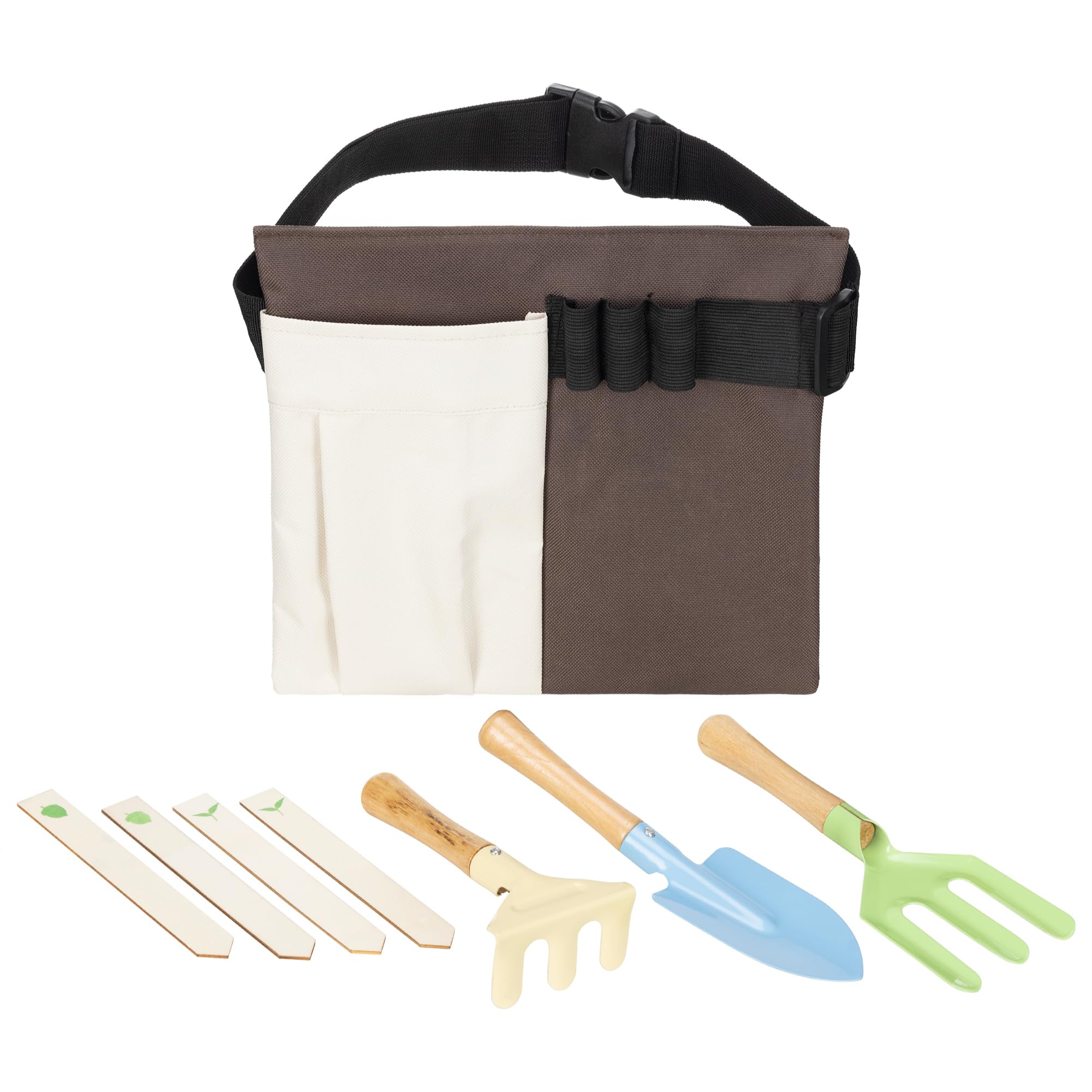 Navaris Set Jardineria Infantil - Set de 6X Herramientas de Jardinería Infantil +3 Años - con Bolsa de Cinturón - 6X Herramientas Huerto Niños para Jardin Playa Parque de Arena
