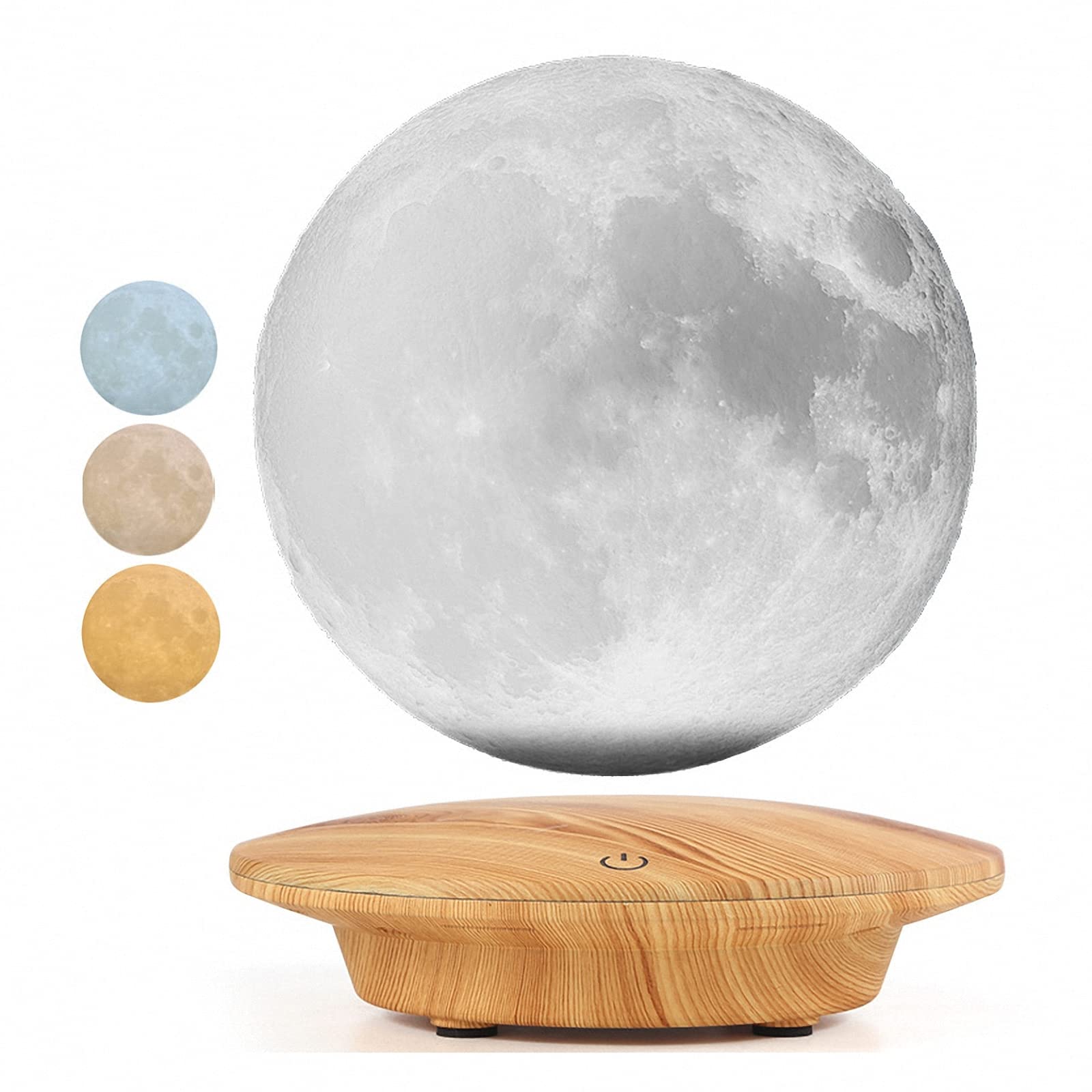 Lámpara de luna de levitación magnética con 3 colores de luz, lámpara de luna de estrella flotante con tecnología de impresión 3D, luz de noche de escritorio de dormitorio,Style1,12cm