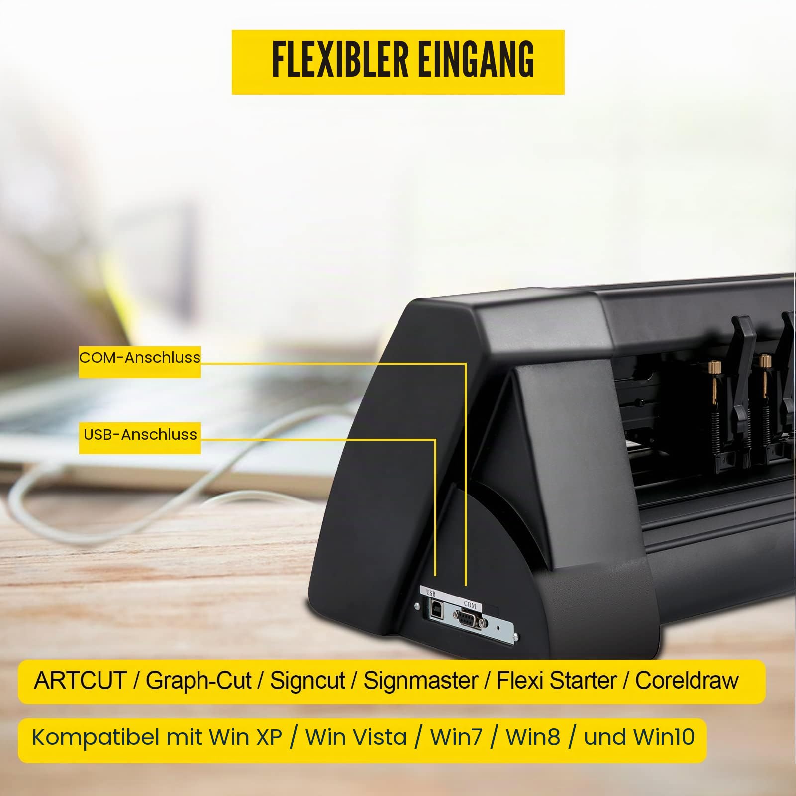 VEVOR Vinyl Schneideplotter 375 mm, Folienschneider Max. Schnittbreite 285 mm, Plottermaschine Signmaster-Software, Plotter Windowskompatibel, Folienplotter Halbautomatisch Schnittpräzision ±0,001 mm