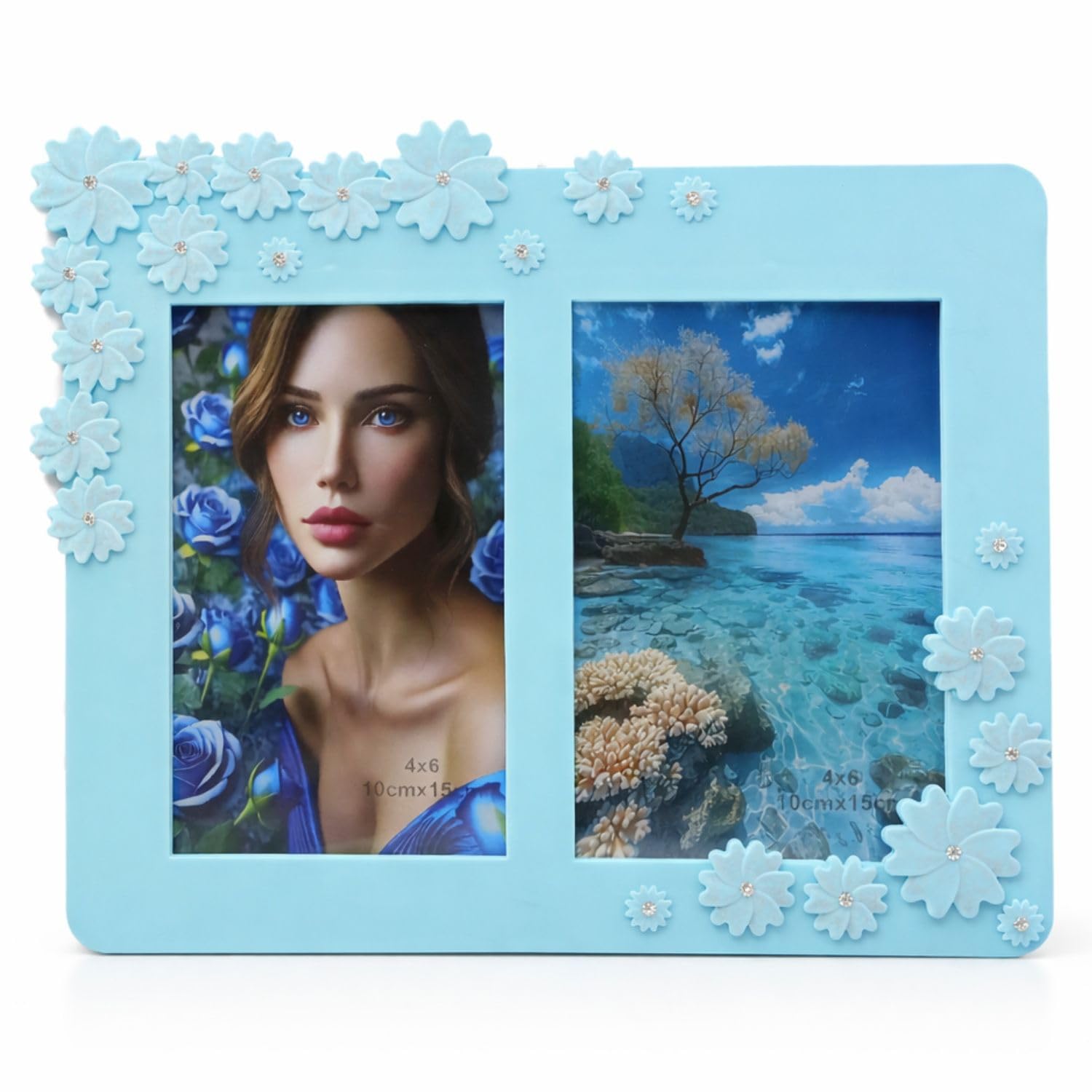 PLAST BOY Passion Duo Photo Frame Dual 4x6 Inch | Floral Plastic