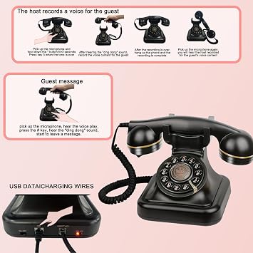 Audio Guest Book Wedding Phone, Record Guest Messages, Retro Audio Guestbook for Wedding Telephone Record Customized Voice Message for Your Wedding Party