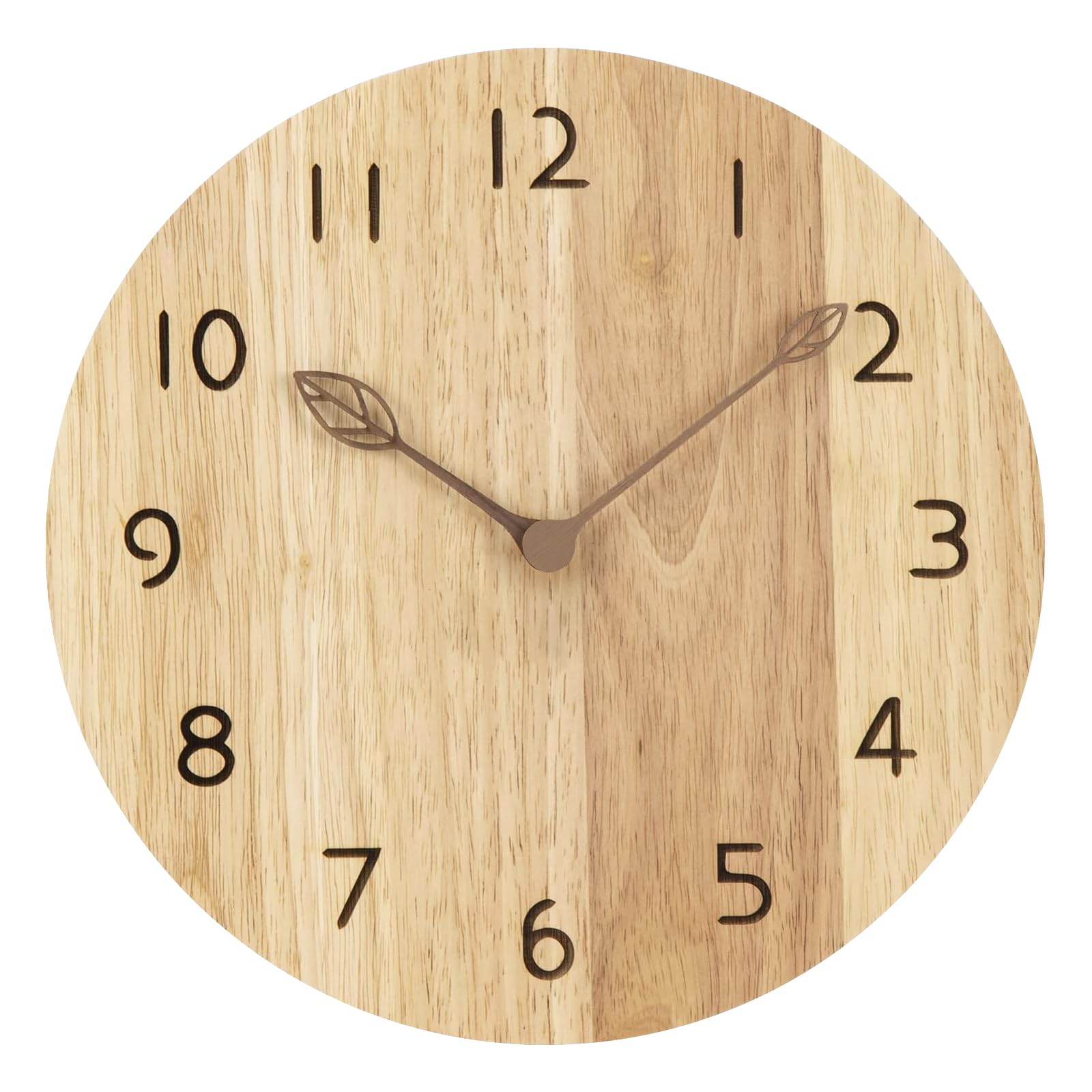 VIVILINEN Orologio da Parete in Legno Massello Naturale, Orologio da Parete Silenzioso Nessun Ticchettio per Cucina, Soggiorno, Camera da letto