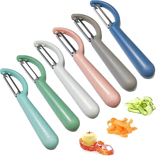 Trez Treamer Juego de peladores de verduras de 6 piezas para cocina, juego de pelador de manzanas de acero inoxidable para zanahoria, frutas,