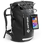 Earth Pak Waterproof Backpack - Heavy Duty Hiking Backpack - Roll-Top Closure Bag - Cushioned Dry Bag Waterproof Phone Case