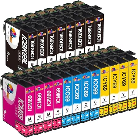 Amazon Co Jp Epson用 エプソン 互換インクカートリッジ Ic4cl69l Ic69l 互換インク Ic69 4色x 4セット Icbk69l 4 計20個入り 対応機種 Px 105 Px 045a Px 046a Px 505f Px 405a Px 435a Clorisun パソコン 周辺機器