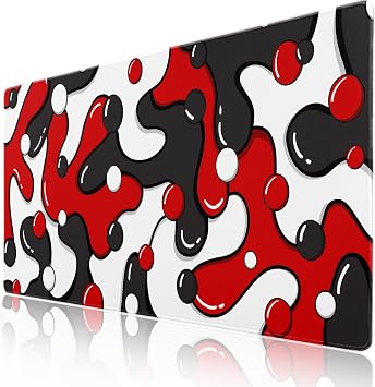 Red Black White Gaming Mouse Pad Desk Pad XXL 35.415.7 Inch Japanese Anime Geometric Cool Extended Mousepad 40X90cm with Non-Slip Rubber Base Stitched Edge Large Desk Mat for Gamer Office Home Work