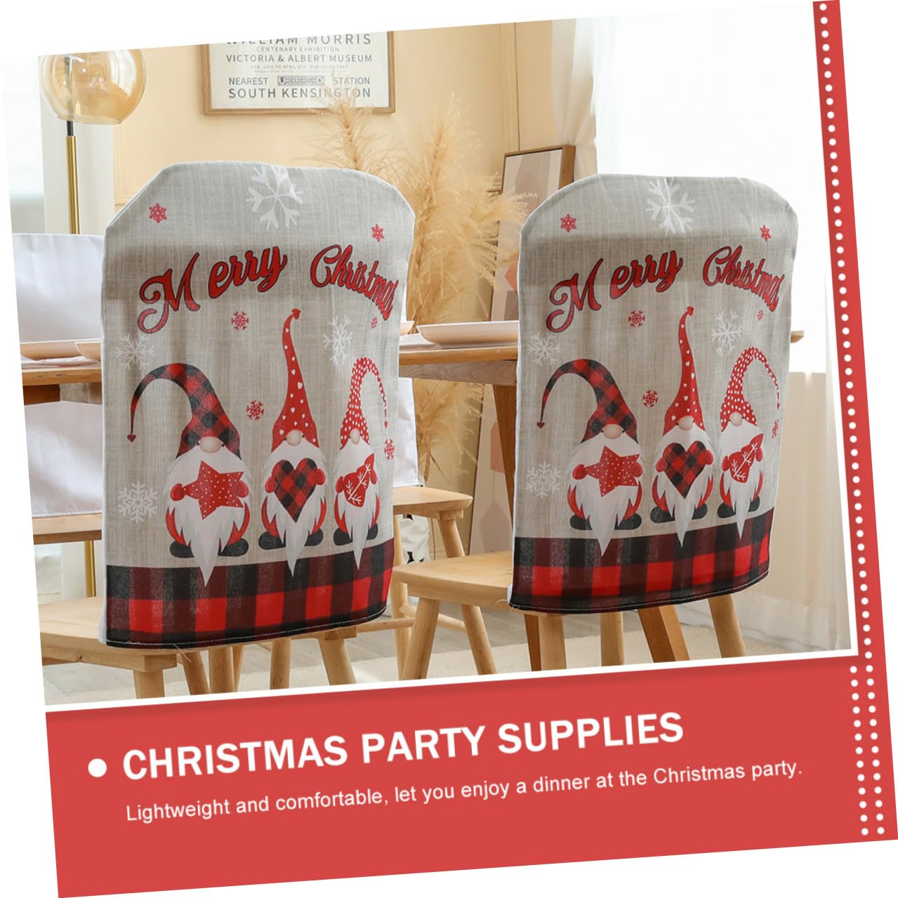 Gatuida 4 Fundas Navideñas para Sillas de Comedor, Elásticas y Decorativas, Diseño de Figura Invernal, para Salón o Restaurante