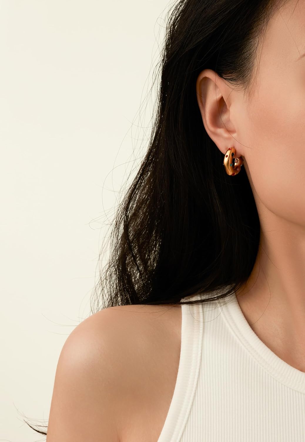 Designer's Pick Colorful Zircon Earrings - Unique and Eye-Catching Statement Jewelry for Women, 18K Gold Plated Stainless Steel