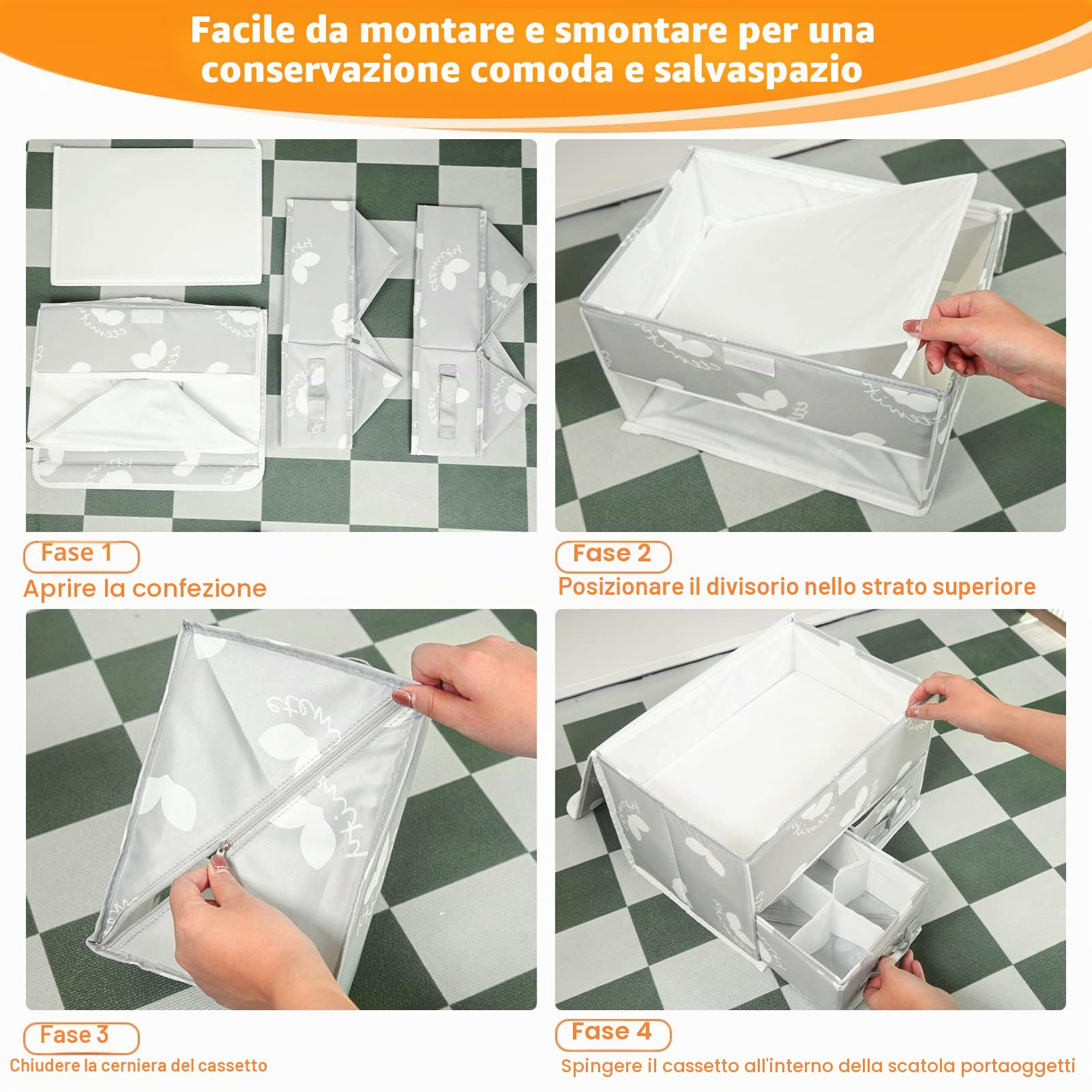 2 Pezzi Organizer per Biancheria Intima e calze, Armadio Divisori Pieghevole per Cassetti, Organizer per vestiti con coperchio per reggiseno, mutandine, magliette, maglioni