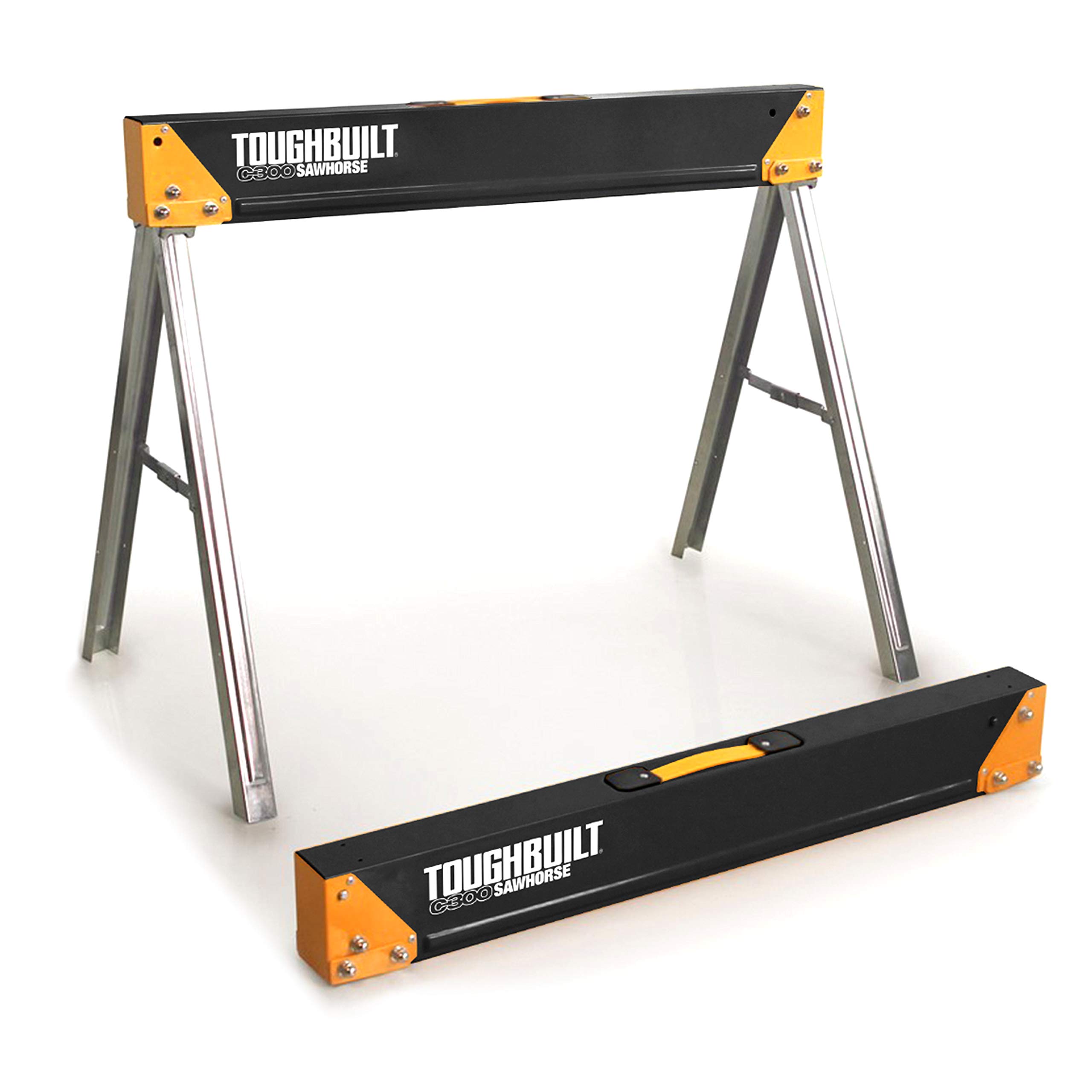 ToughBuilt - Folding Sawhorse/Jobsite Table - Sturdy, Durable, Lightweight, Heavy-Duty, 100 Percent High Grade Steel, 1100 Pounds Capacity, Easy Carry Handle - (TB-C300) - 1 Pack
