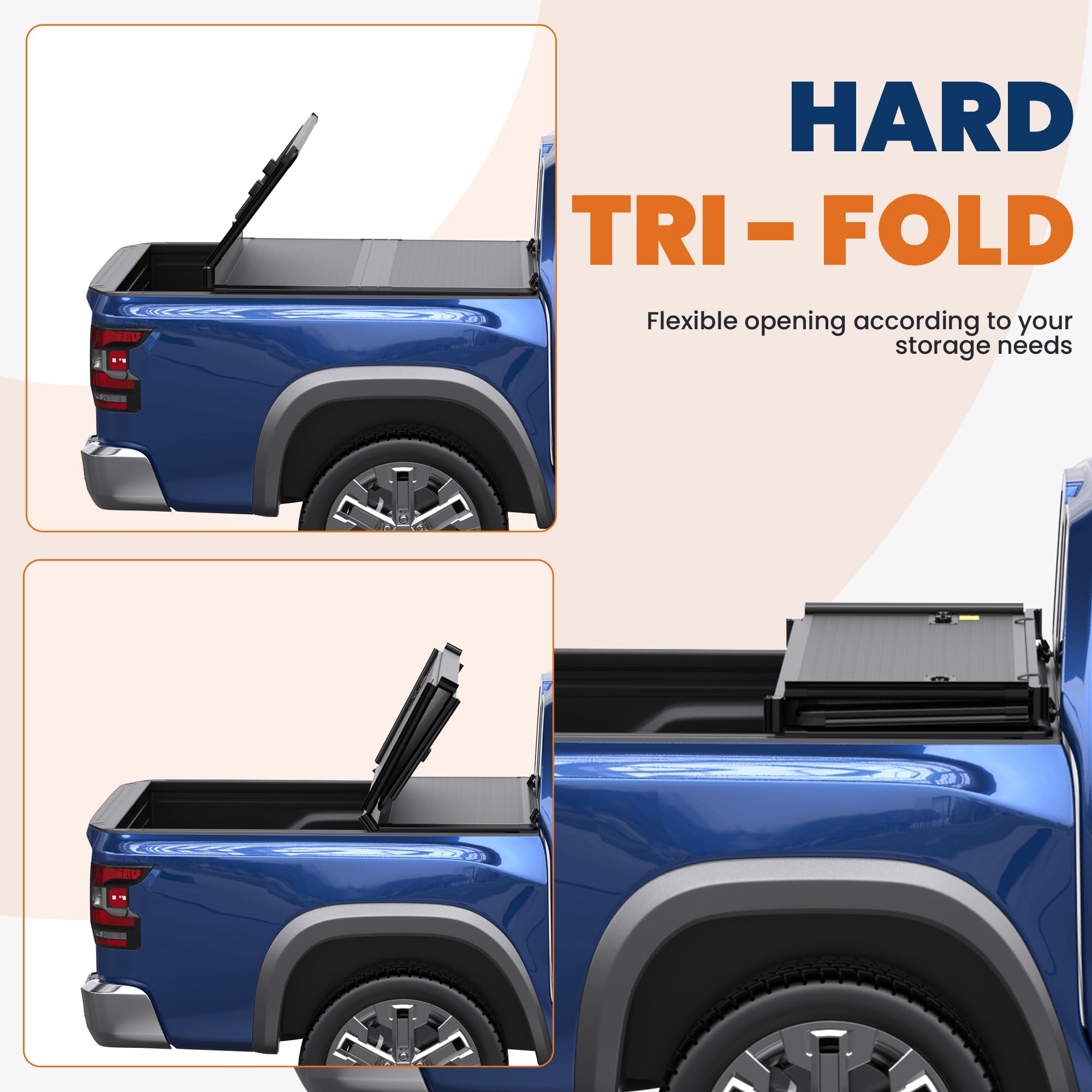 Condition photo showing New/Like New for 5.6 FT Fiberglass Tri Hard Tonneau Cover Compatible for 2016-2024 Nissan Titan Truck Bed Cover | Fleetside - Bed On Top 67 inch