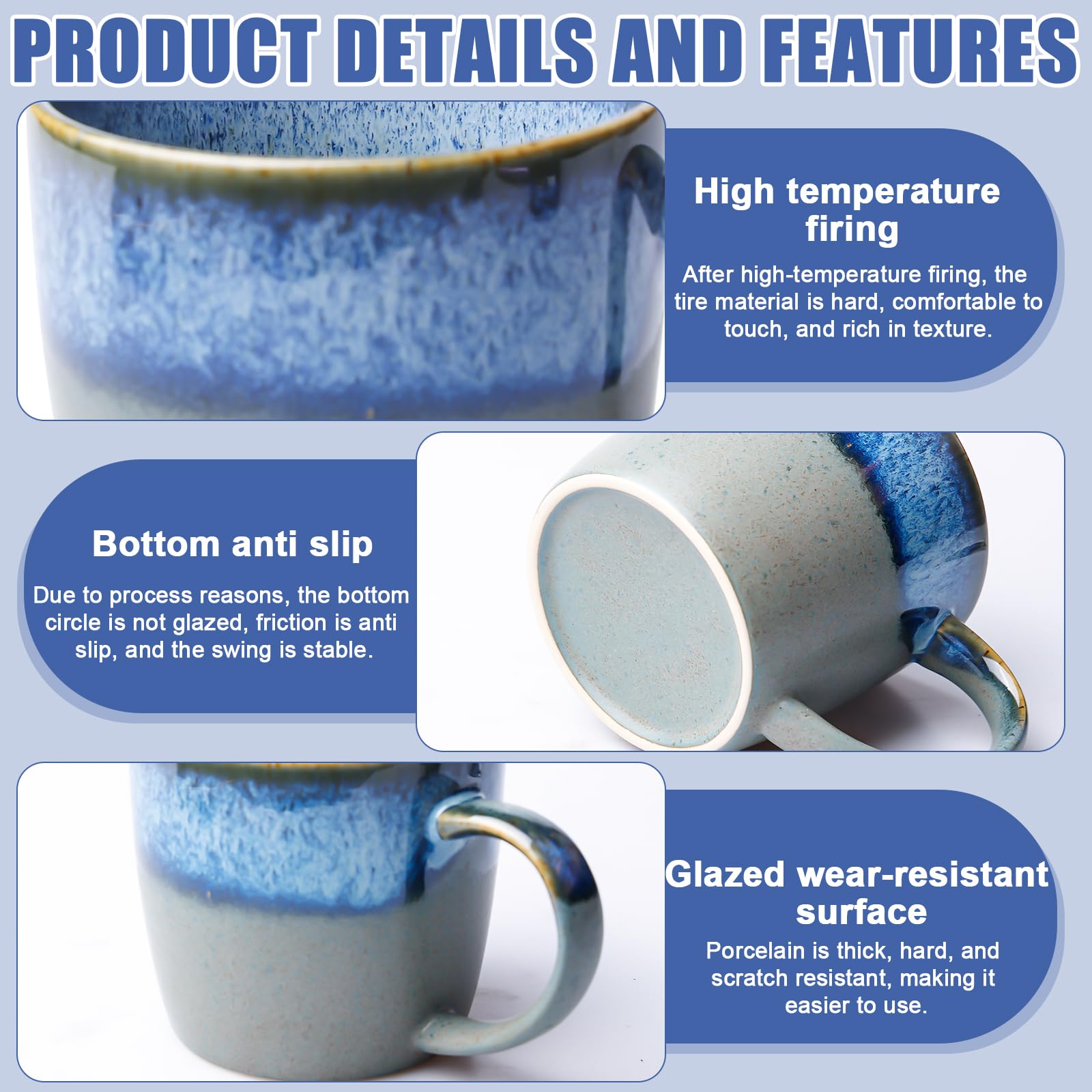 Bluebird Wasserfarben-Kaffeetasse – 325 Ml Keramik, Großer Griff, Mikrowellengeeignet, Handbemaltes Design