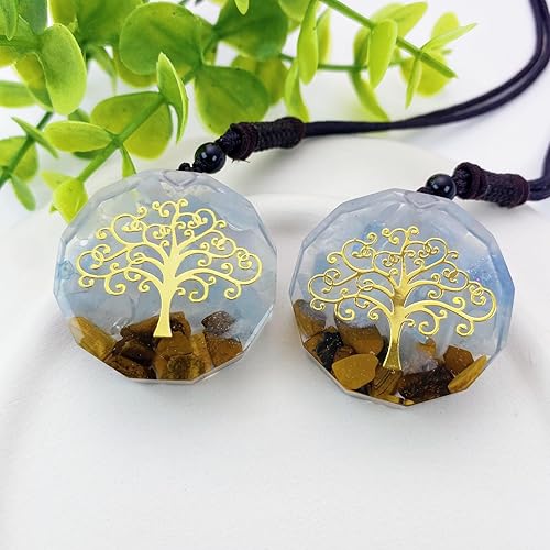 Miniatura 5 de EDEN'S CALL Collar de orgón, árbol de la vida con colgante de piedra de cristal curativo de orgonita para curación espiritual y meditación de