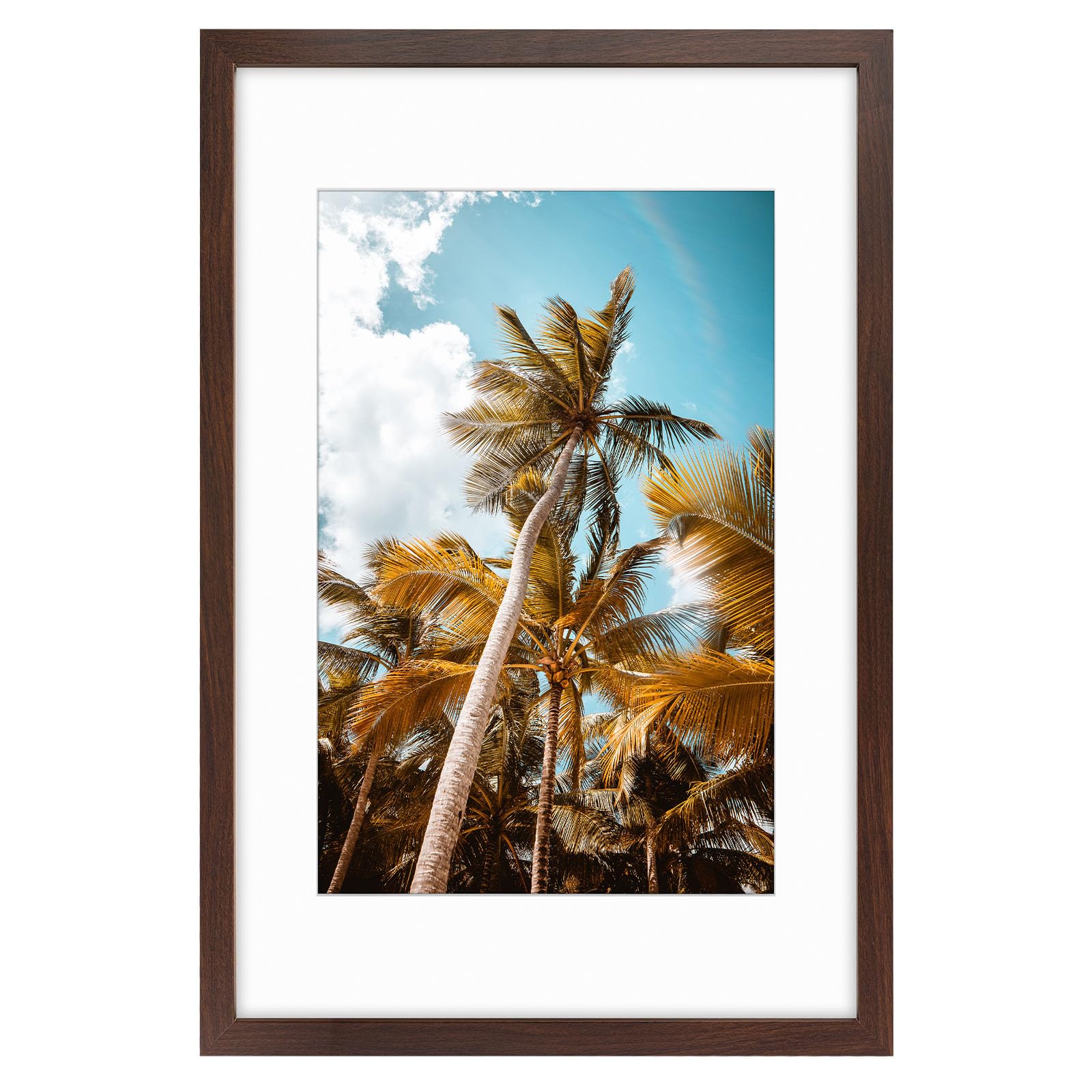 Frametory 16x24 Brown Picture Frame with Real Glass Mat for 12x18