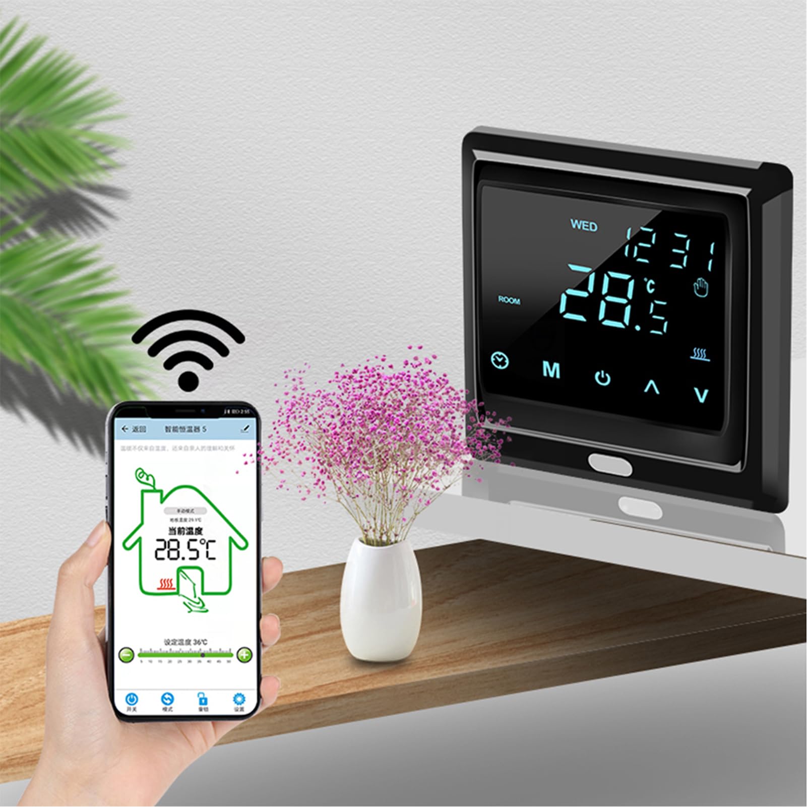 Inteligentny termostat Wi Fi 16A Cyfrowy regulator temperatury do elektrycznego ogrzewania podłogowego - ekran dotykowy LED do montażu na ścianie Programowalny system kontroli