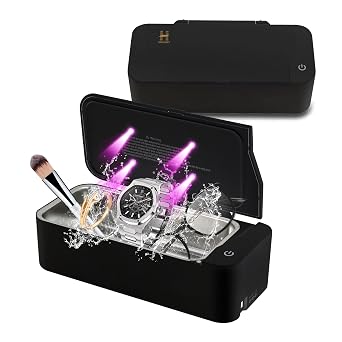 Ultrasonic Jewelry Cleaner, 17oz 48KHz Ultrasonic Cleaner, Sonic Jewelry Cleaner Machine with 2 Timer Modes for Ring, Necklace, Glasses, Watch Strap QXI-13-01B