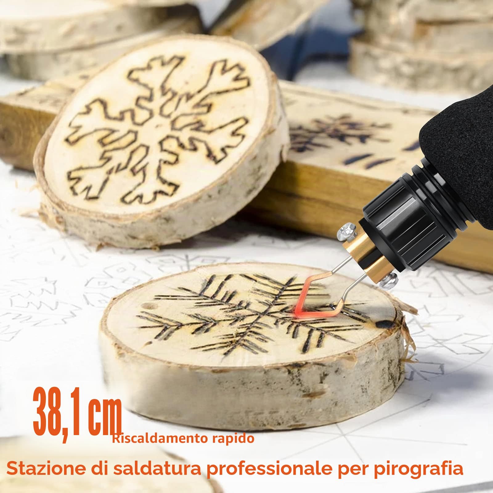 Kit Pirografia Legno,Preciva 40W 250-750℃ pirografo per legno professionale regolabile macchina pirografia Penna con 20pcs filo di saldatura,per legno,pelle e sughero (2)