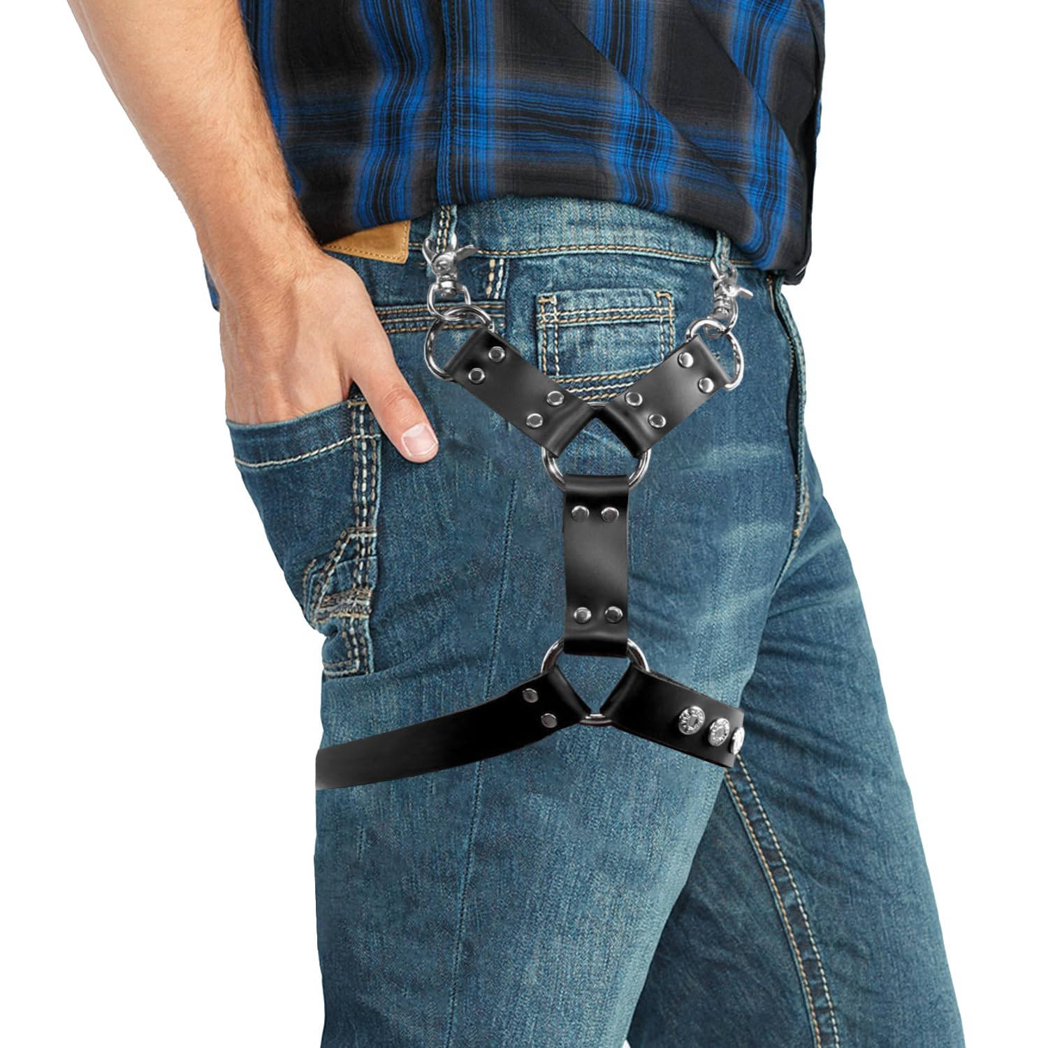 QUYUWOWOThigh Garter Belt Gothic Leg Harness Belt Adjustable Garter with Buckle for Women or Men