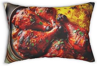 Tandoori Chicken Spun Lumbar Pillow - 20x14 Inches with Vibrant Colors