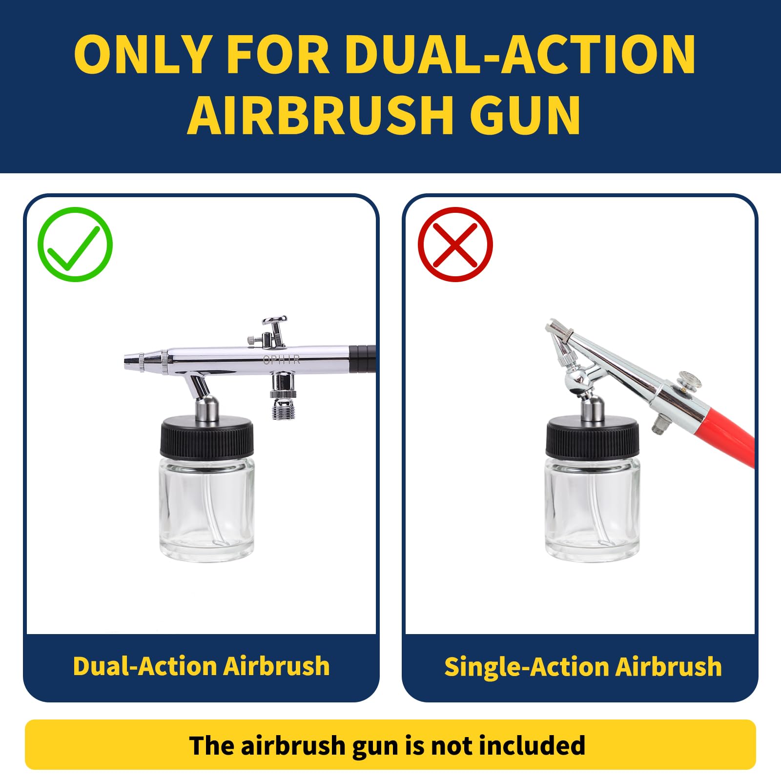 OPHIR 10x Airbrush Bottles, 22CC Glass Dual Action Air Brush Paint Bottles, Transparent Model Paint Storage Jars Lid Adapter with Rubber Caps, for Siphon Feed Airbrush Gun - Image 5