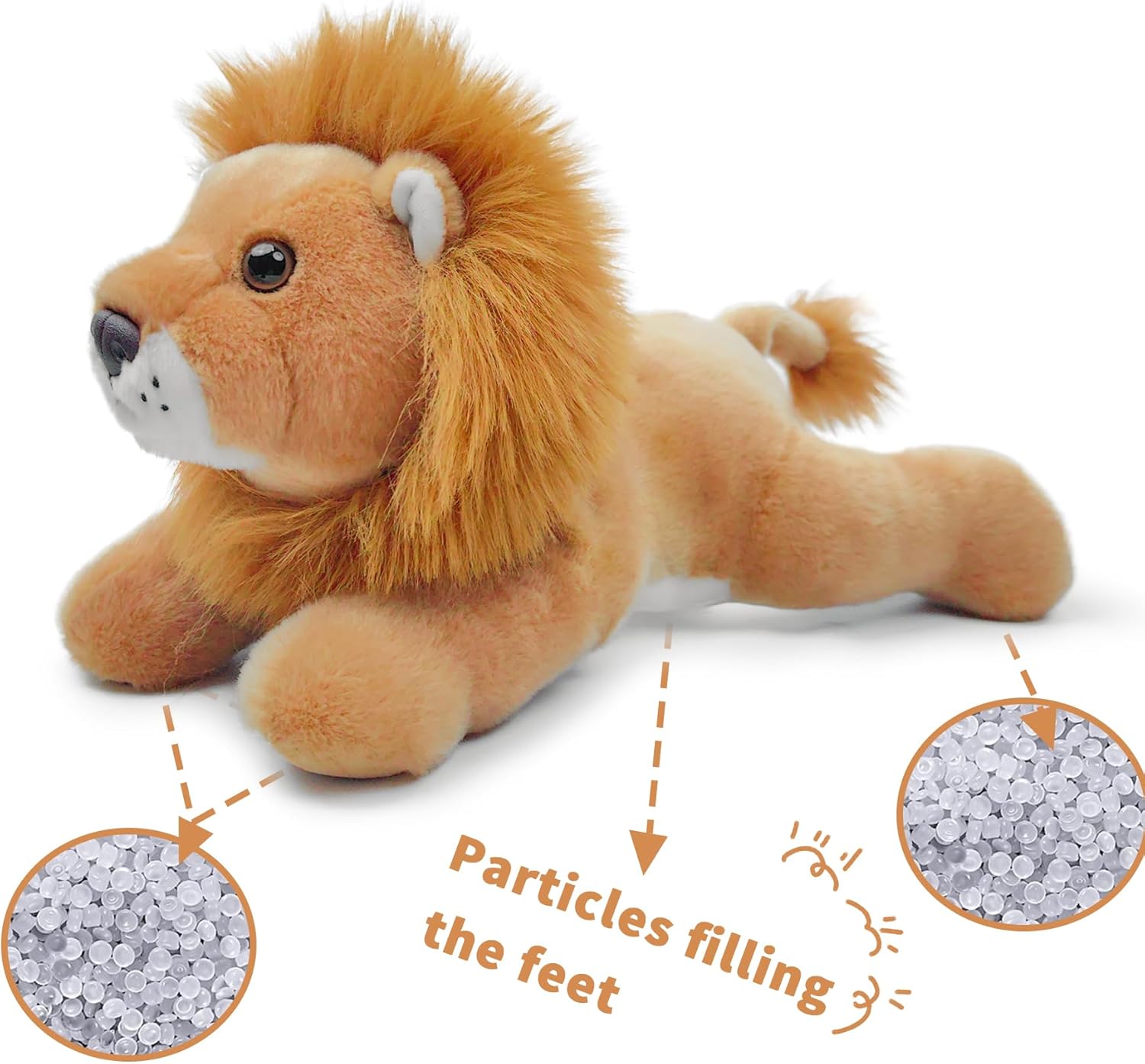 Lion Stuffed Animal for Kids,12 inch Realistic Animal Plush Toy Lying Down Posture Animals,Plush Cute Lion Gift for Boys Girls Adult Birthday Hug Teaching(L-Lion) - Image 4