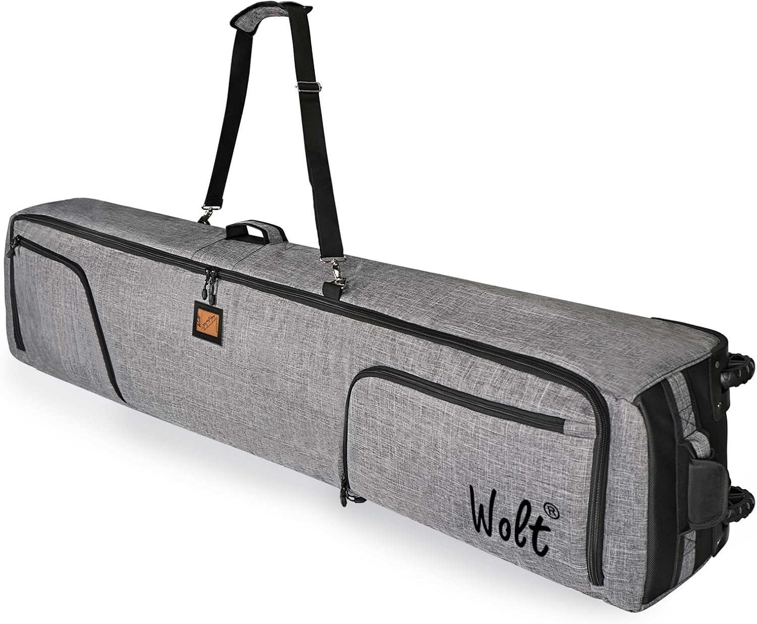 WOLT Rolling Ski Bag,Padded Snowboard Bag with Wheels for Air Travel, Fit to Double Pairs of Skis up to 175 or 190 cm Grey 190