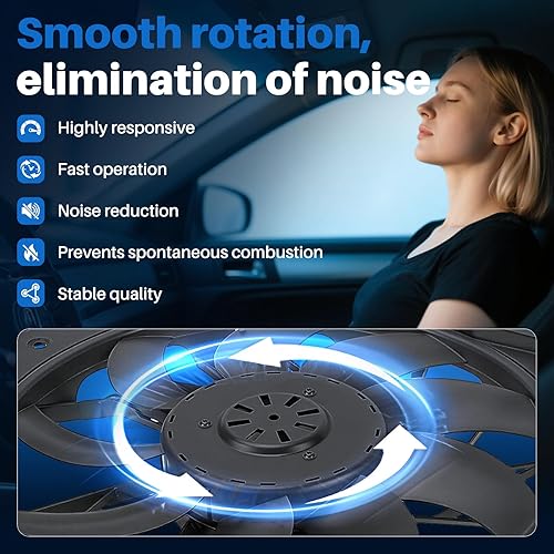 Miniatura 2 de AUTOKAY Conjunto de ventilador de refrigeración del motor, reemplazo del ventilador del radiador de refrigeración para BMW E60 525 530 545 645 E65