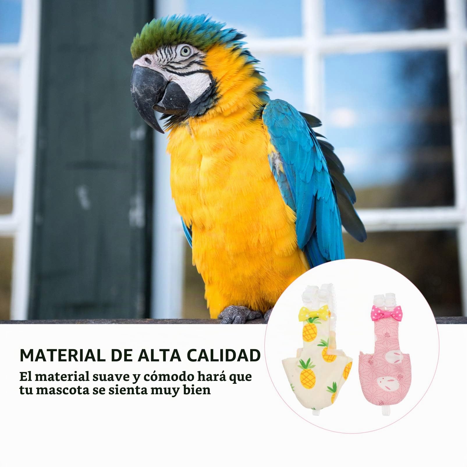 VILLCASE Pañales para pájaros, 2 pañales Lavables para Loros, Reutilizables, de algodón, Protectores para Loros, para periquitos, cacatúas, Mini, periquitos, Canarios