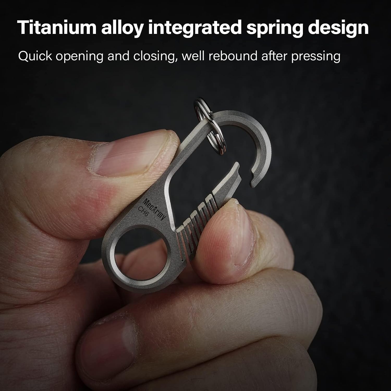 MecArmy CH6 Titanium Carabiner Keychain Clip, EDC Small Backpack Clip Heavy Duty Key Clips Quick Release Key Chain for Keys Outdoors - Image 3