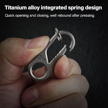 MecArmy CH6 Titanium Carabiner Keychain Clip, EDC Small Backpack Clip Heavy Duty Key Clips Quick Release Key Chain for Keys Outdoors