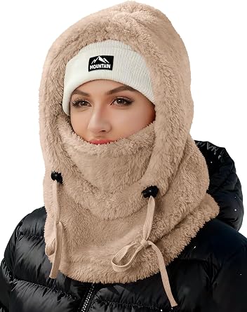 Balaclava Wind-Resistant Winter Face Mask,Fleece Ski Mask for Men and Women Warm Face Cover Hat Cap Scarf