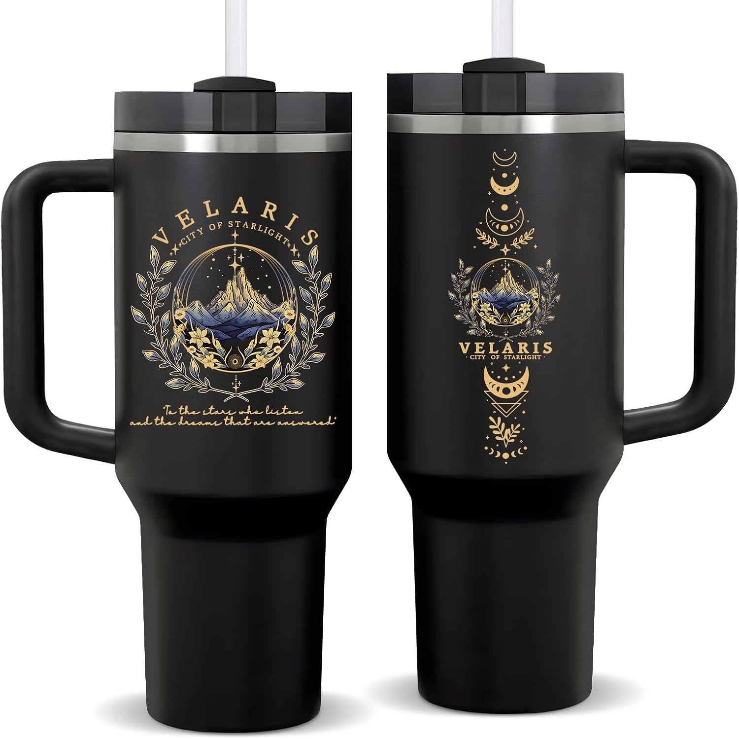 BIRGILT Velaris City of Starlight Tumbler with Handle 40oz - Velaris Acotar Gift for Best Friend - Acotar Merch Gifts for Bookish, Bookworms - Christmas Birthday Gifts for Book Lovers
