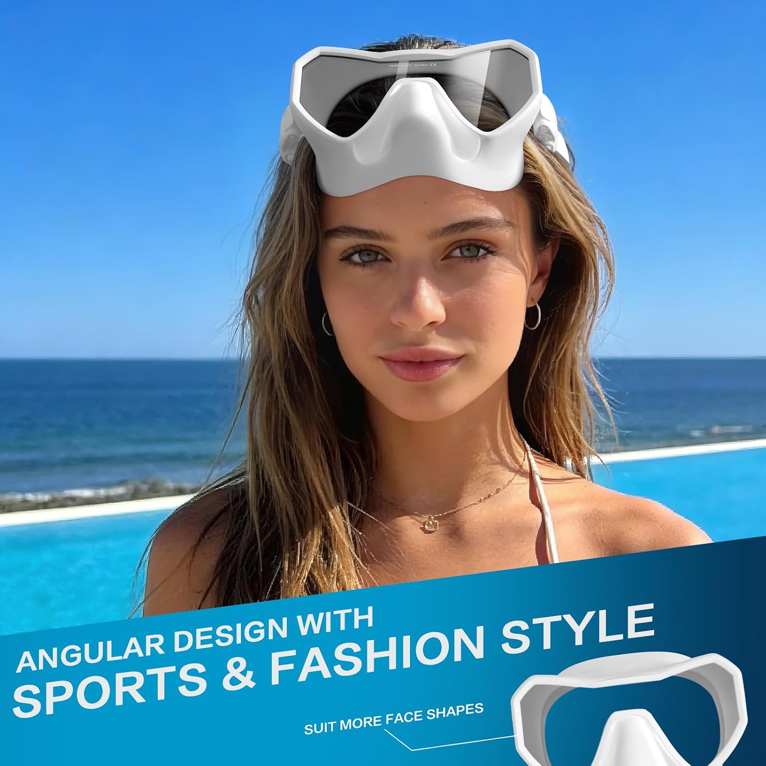 Swim Goggles with Nose Cover for Adults, Wide View Diving Mask for Men Women Youth, Leak-Proof Swimming Goggles
