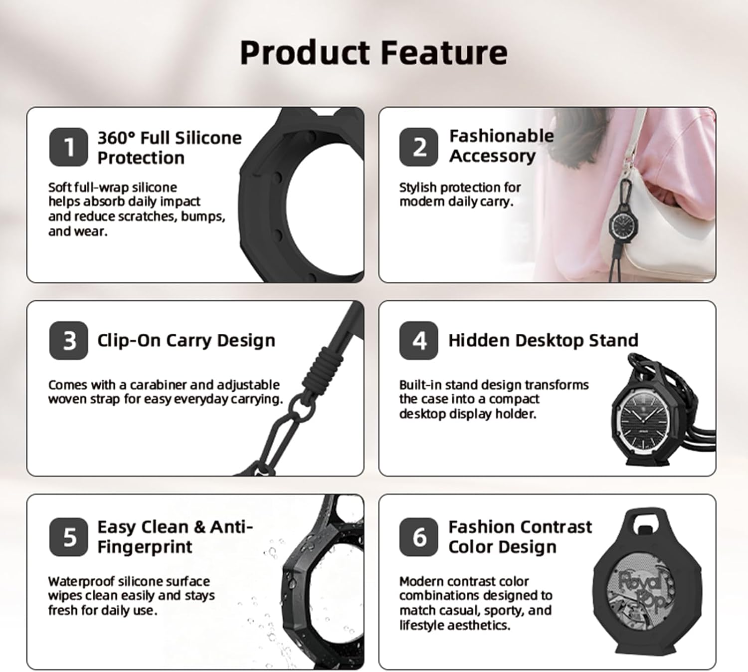 [2 Pack] Compatible with AP Swatch Royal Pop Protective Case Black
