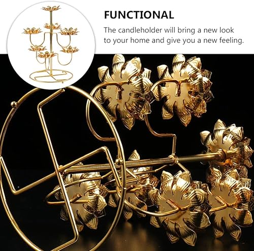 Miniatura 7 de EXCEART Portavelas de flor de loto Buda Yoga Candelabro Lotus Candelabro de acero Tealight Candelabro Decoración del hogar Ornamento