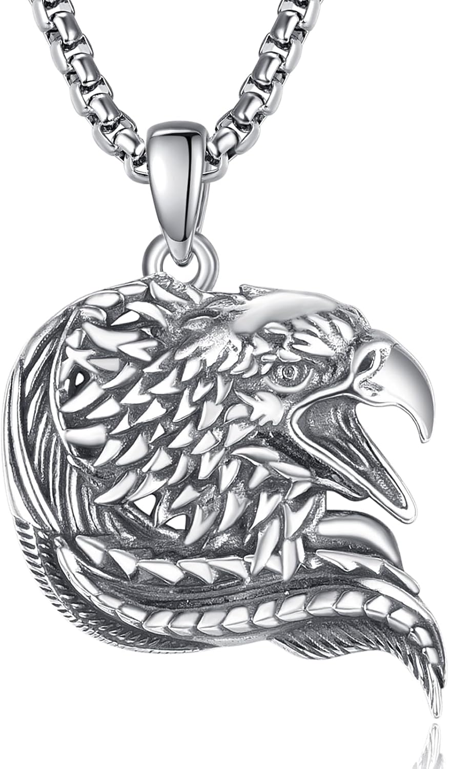925 Sterling Silver Eagle Necklace for Women Men Animal Pendant Jewelry Gifts