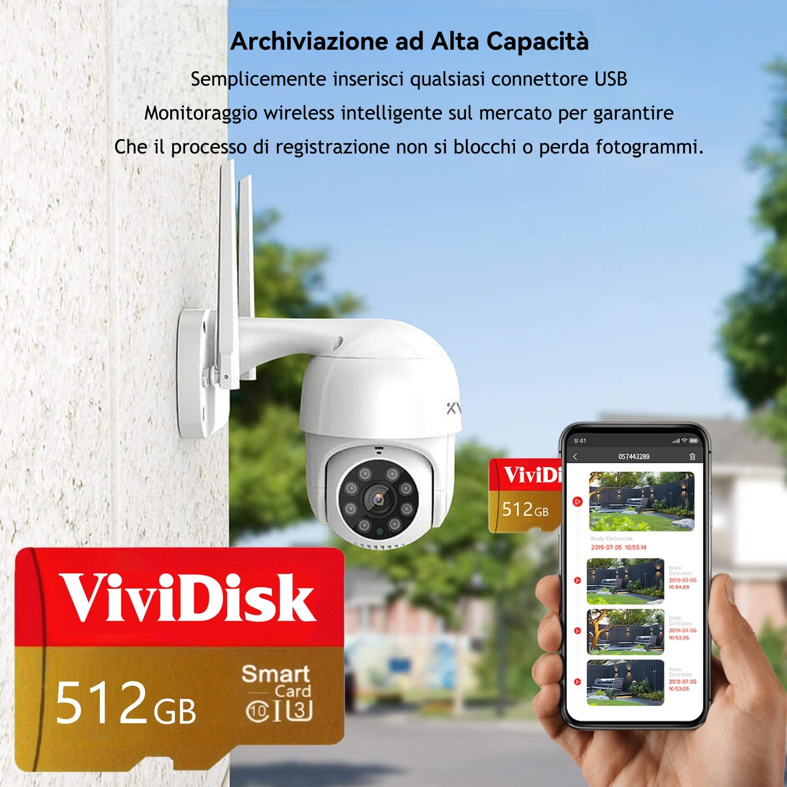 Vividisk SD Card 512GB – High Speed TF Card 512 GB Waterproof Memory Card SD Mini Memory Card scheda sd with Smartphone,Camera,Tablet,Drone,Smart TV