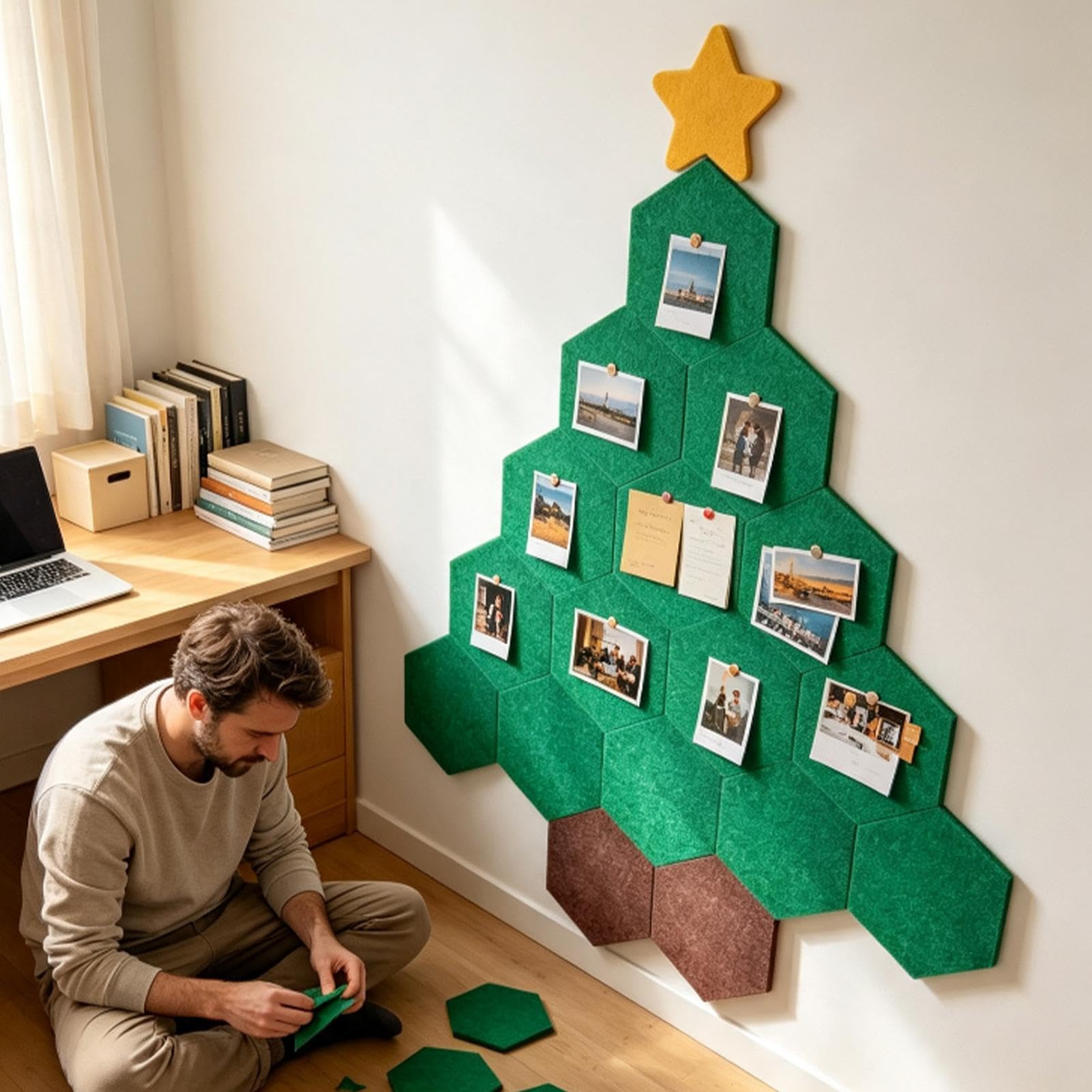 Decoración de pared árbol de Navidad de fieltro Decoración Artesanal de