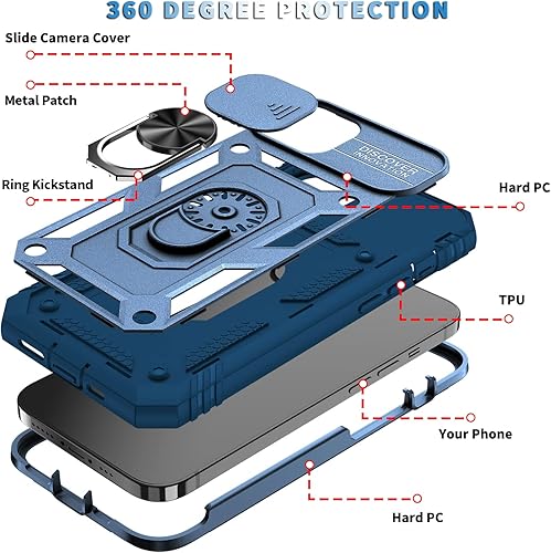 Miniatura 6 de DAWEIXEAU Funda para iPhone 13 Mini, a prueba de golpes, resistente a los impactos con lente deslizante Funda protectora para iPhone 13 Mini (5.4