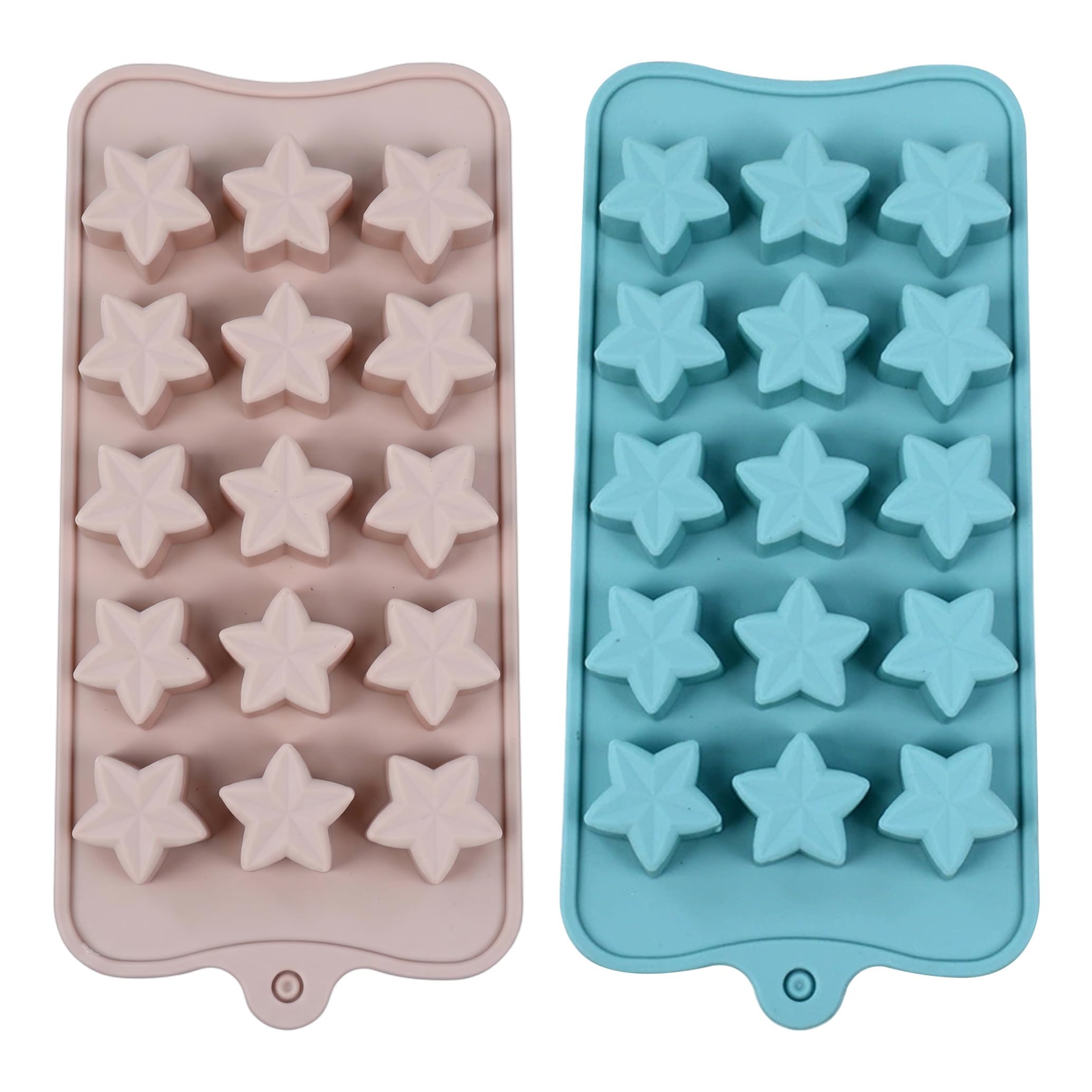 Star Ice Cube Tray, 2pcs 15-Cavity Star Ice Mold, Reusable Food-Grade Silicone Molds for Baking & Freezing ;1