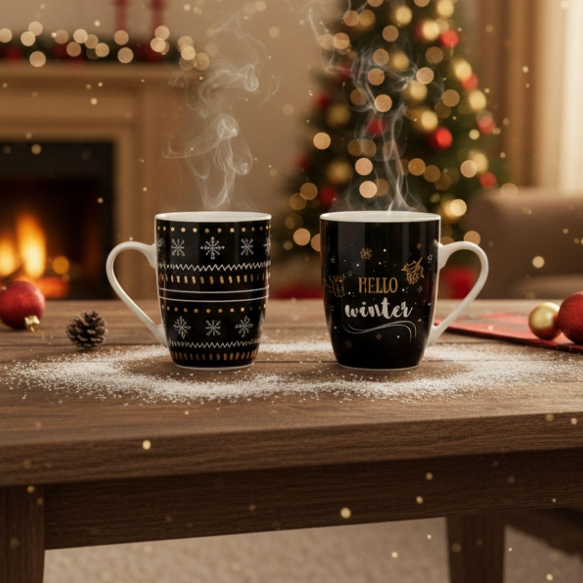 Schöne Weihnachtstassen im 36 Stk. Karton - Große 300 ml Weihnachtsmotiv Kaffee-Tassen in rot, weiß