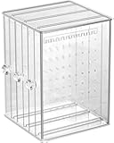 Sooyee Clear Acrylic Jewelry Storage Box,3 Vertical Drawer Earrings Display Stand Holder, Transparent 216 Holes 33 Grooves Screen Hanger Organizer for Stud Earring and Necklace,Dustproof