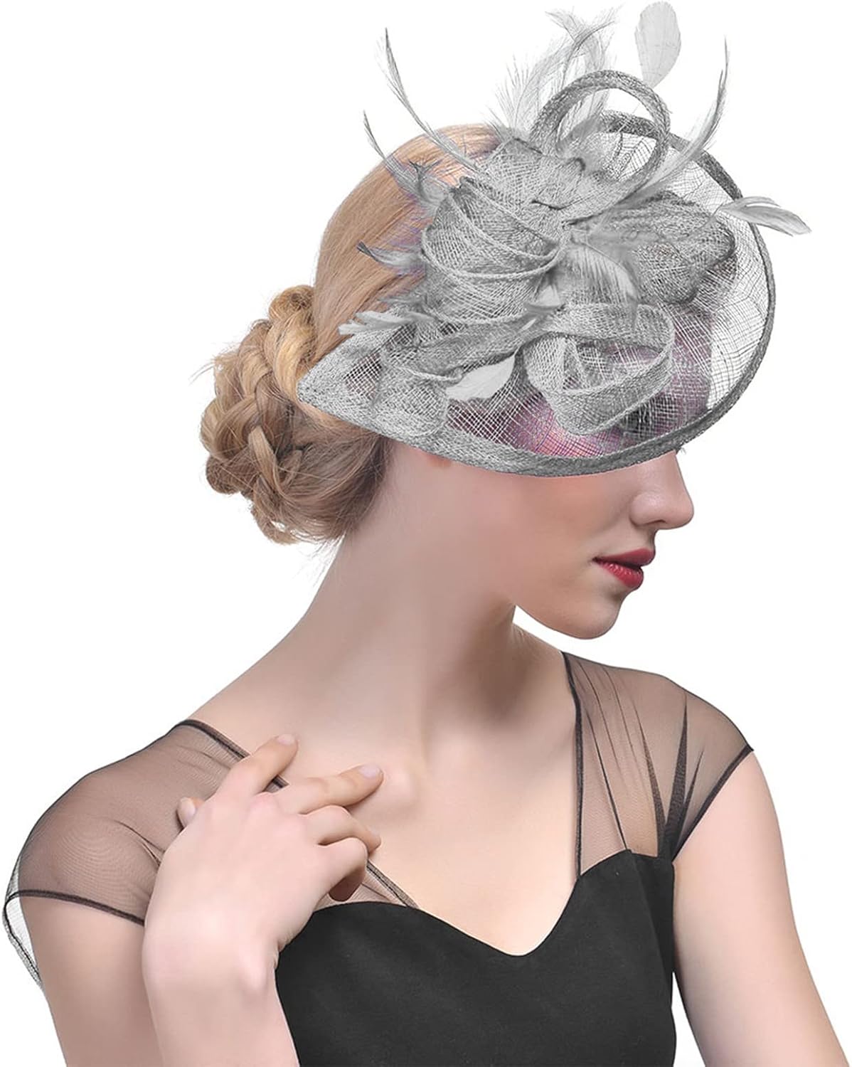 Chapeau Fascinant Vintage Avec Voile Et Plumes – Bibi Bandeau