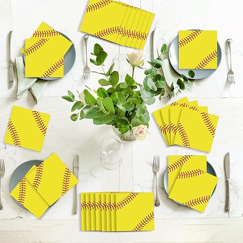 Miniatura 7 de Juego de 50 servilletas de softbol para fiesta de cumpleaños, servilletas de papel desechables para fiesta temática deportiva, suministros de