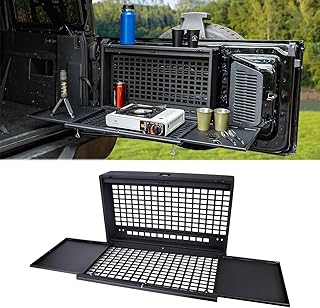 MAIKER Lockable Tailgate Table Compatible with Ford Bronco 2021–2025 4 Doors – Foldable MOLLE Storage Box, Camping Desk & Rear Cargo Shelf (Not for Bronco Sport 2-Door Raptor)