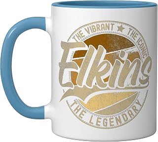 Elkins WV | West Virginia | Vintage Distressed Ceramic Mug, Blue/White