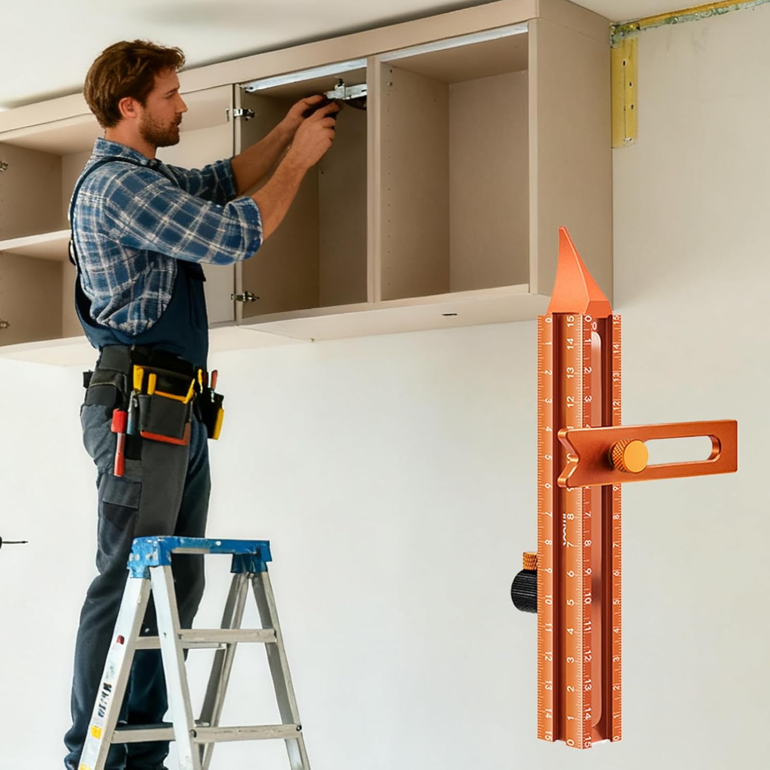 Precision Ruler - 4-Sided Magnetic Tool,Woodworking Marking Ruler | for Carpenter Carpentry Construction Miter Cutting Working Tile Flooring