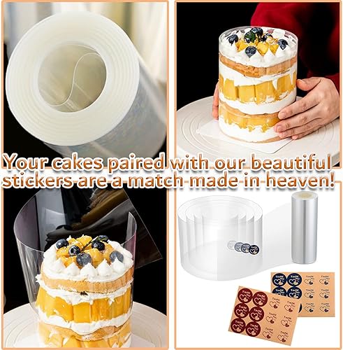 Vista 4 de DATANYA Collar de pastel de 4 x 394 pulgadas, rollo de acetato transparente para tartas, collares de mousse transparente para tartas, hojas