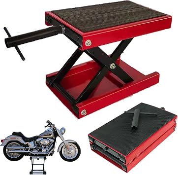 Motorcycle Center Scissor Lift 500KG 1100LBS Motorbike Lift Jack Stand Table Heavy Duty Lifting Wind Up Tools for Motor Bicycle ATV Work Stand Professional Emergency Car Tyre Repair Changing Tools
