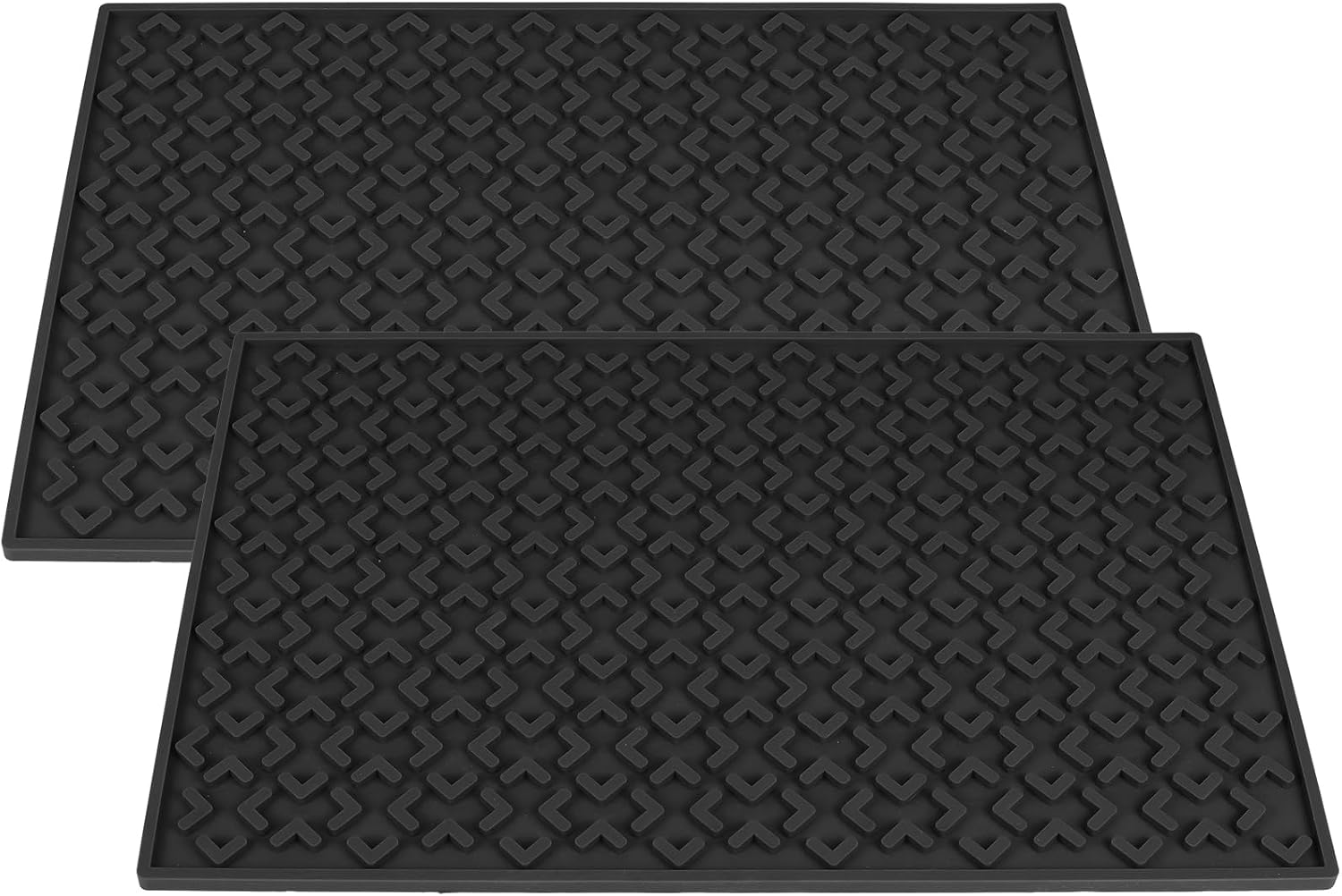 Coffee Bar Mat,Dish Drying Mat for Kitchen Countertop,Silicone,Heat Resistant,Large (2, black)